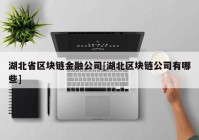 湖北省区块链金融公司[湖北区块链公司有哪些]