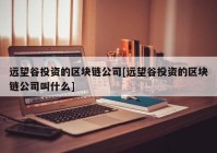 远望谷投资的区块链公司[远望谷投资的区块链公司叫什么]